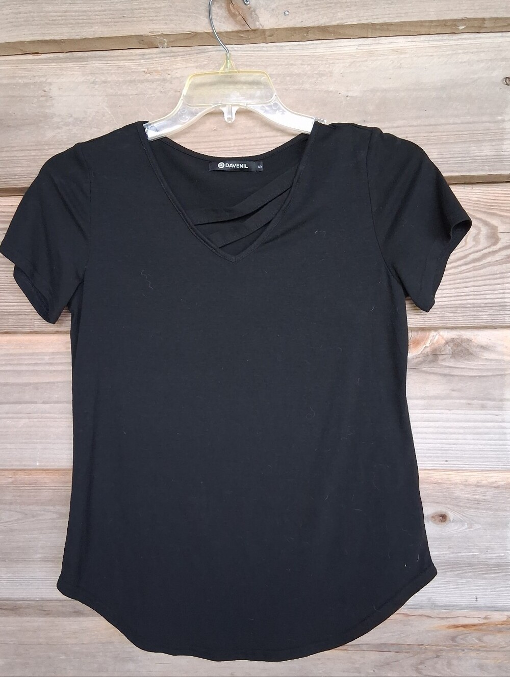 Davenil Casual Cutout Vneck Top